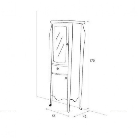 шкаф-пенал cezares royal palace ve/rp.06.601.dx, цвет bianco opaco.