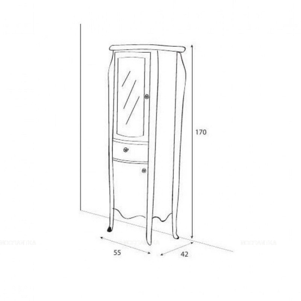 шкаф-пенал cezares royal palace ve/rp.06.601.dx, цвет bianco opaco.