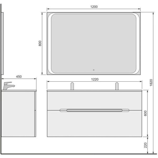 зеркало 120x80 см jorno modul mol.02.120/w