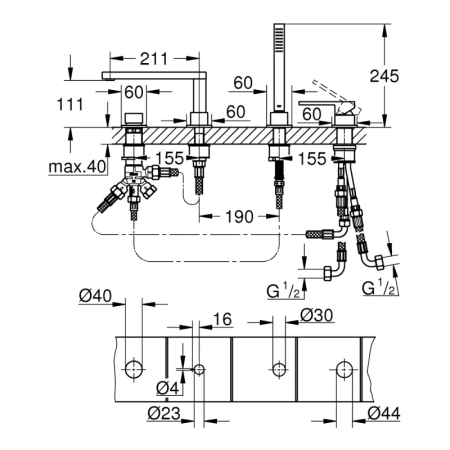 смеситель на борт ванны grohe plus 29307al3