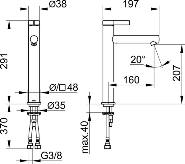 смеситель для раковины keuco ixmo pure 59510 371100, без гарнитуры, черный матовый