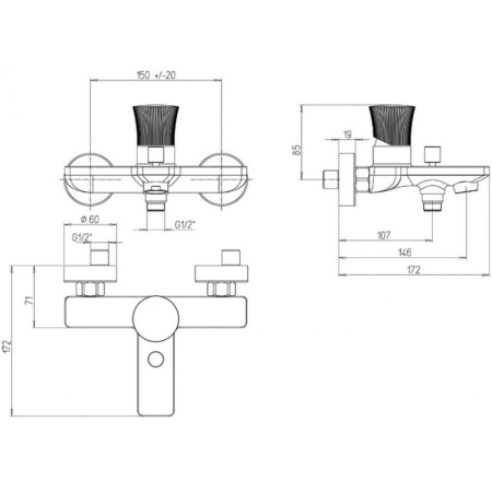 смеситель для ванны paini domus 18cr111pz