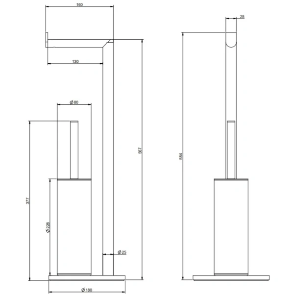 Стойка Gessi Emporio 38942#031 с держателем для туалетной бумаги и ершиком, цвет хром