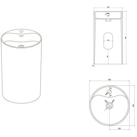 раковина напольная nt bagno rimini nt407, 45,5 х 45,5 х 85,5 см