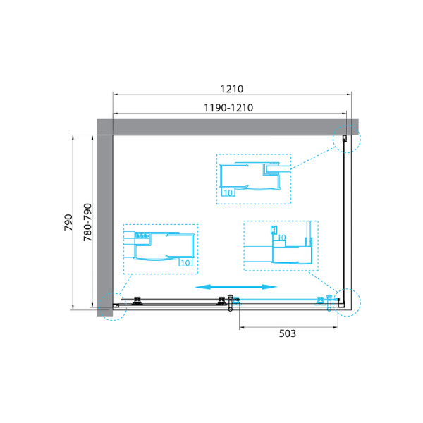 душевой уголок belbagno uno 120x80 uno-195-ah-1-120/80-c-nero профиль черный матовый стекло прозрачное