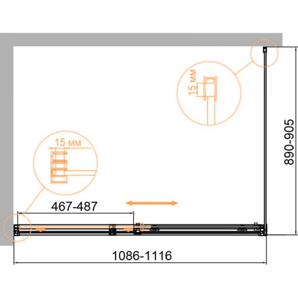 душевой уголок 110x90 cezares duet soft-m-ah-1-110/90-c-cr прозрачное