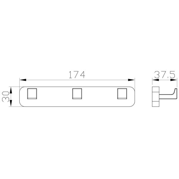 Планка с крючками Wonzon & Woghand WW-9535 для ванны, хром