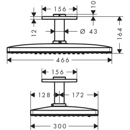 верхний душ, потолочное подсоединение 100 мм hansgrohe rainmaker select 460 3jet 24006400