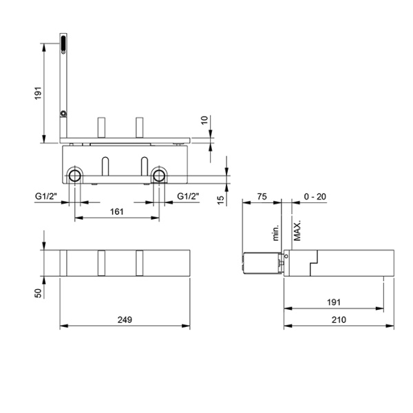 fantini fantini ak/25 смеситель для раковины, встраиваемый, наружная часть, цвет: matt gun metal pvd