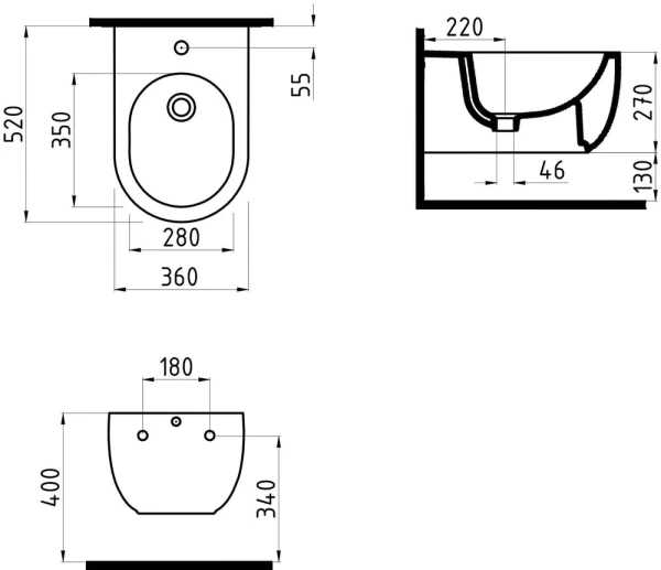 биде подвесное bien vokha mdba05201vd1b7000 цвет черное матовое