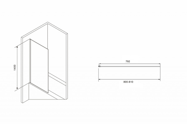 шторка на ванну abber immer offen 80x140 ag71080b профиль черный стекло прозрачное