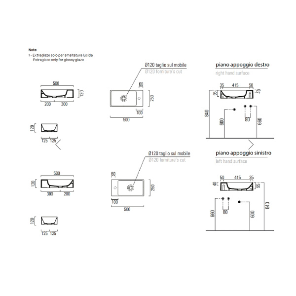 раковина gsi kube x 50 9486111, цвет белый