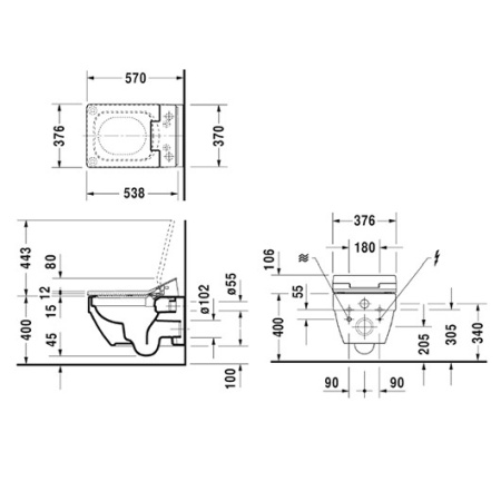 унитаз подвесной duravit vero air 2525592000 hygieneglaze, без сиденья, цвет белый.