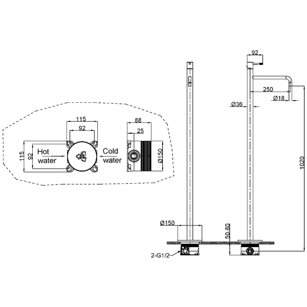 смеситель напольный для раковины boheme uno 107-g золотой
