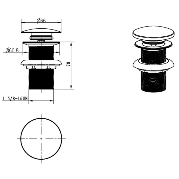 донный клапан boheme 612-cb для раковины, без перелива, клик клак, медь матовая