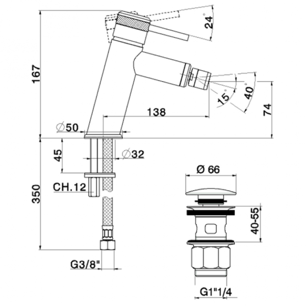 смеситель для биде huber chronos cr00055521