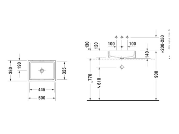 раковина накладная/подвесная duravit vero air 50 см 2351500000