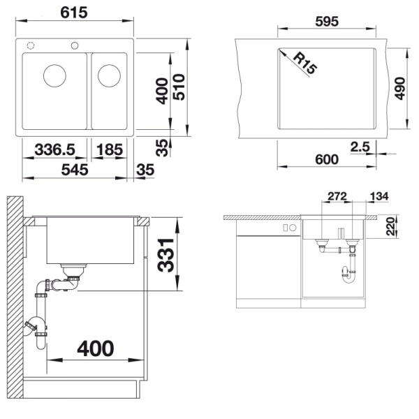 мойка кухонная blanco pleon 6 525308 split стиль бетон