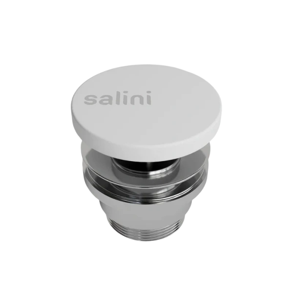 Донный клапан Salini D 506 для раковины, без перелива, глянцевый белый