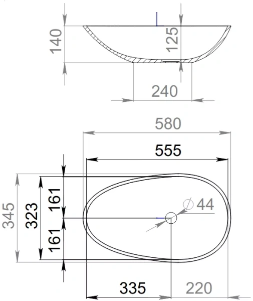 раковина накладная salini callista 1101201smrf покраска по ral