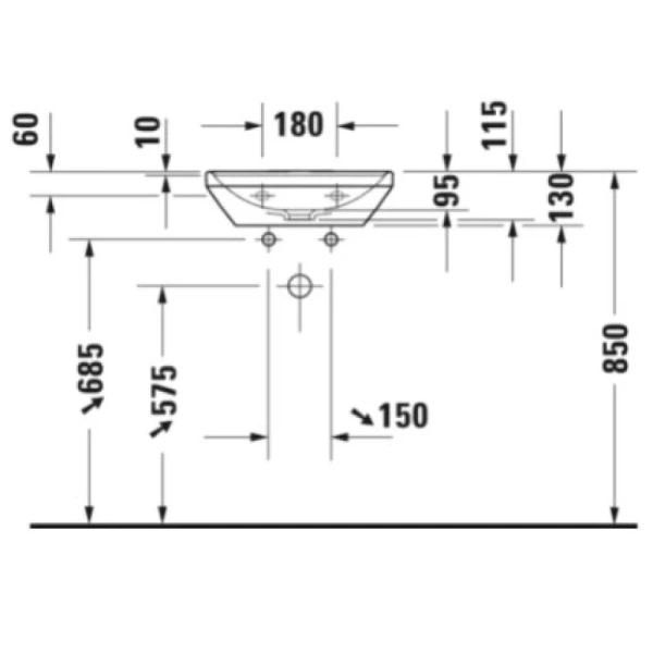 раковина накладная duravit d-neo 45 см 738450041, цвет белый