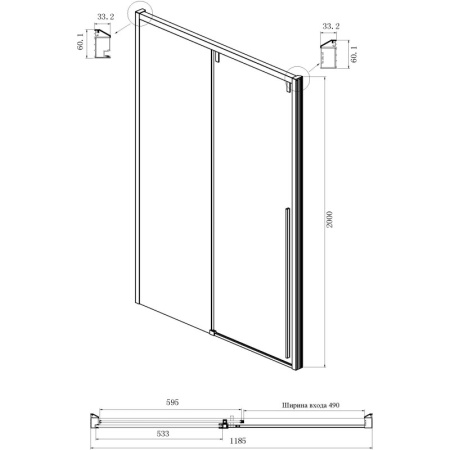 душевой уголок ambassador intense 120x110 110021101ix-110ix профиль хром стекло прозрачное