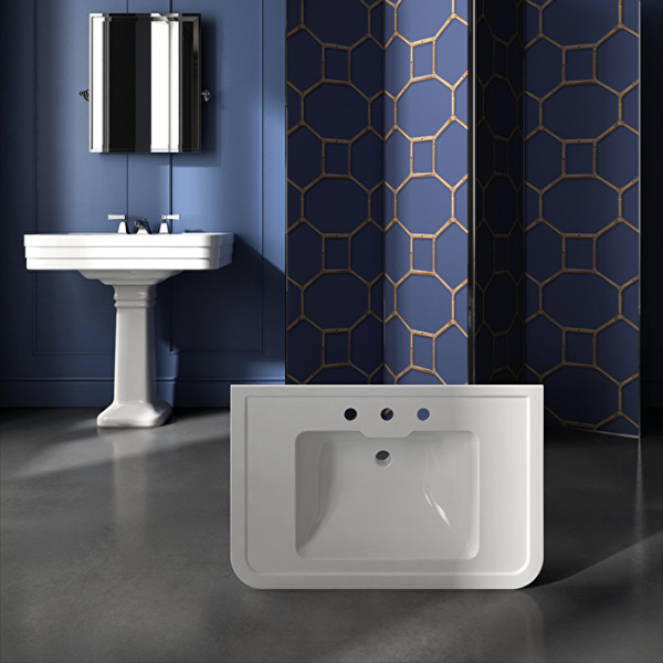 devon&devon nobel раковина 86х56х23 cм, подвесная, с 3 отв., цвет: белый