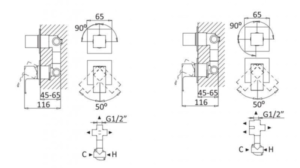 смеситель для ванны cezares porta porta-vdim4-m-01