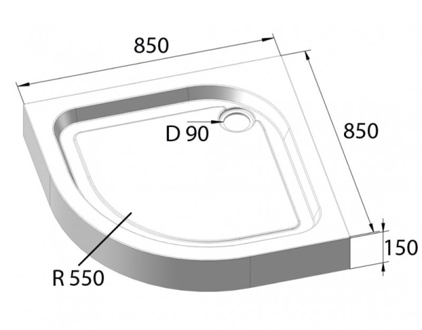 душевой поддон 85x85 см belbagno tray tray-bb-r-85-550-15-w с антискользящим покрытием, цвет белый