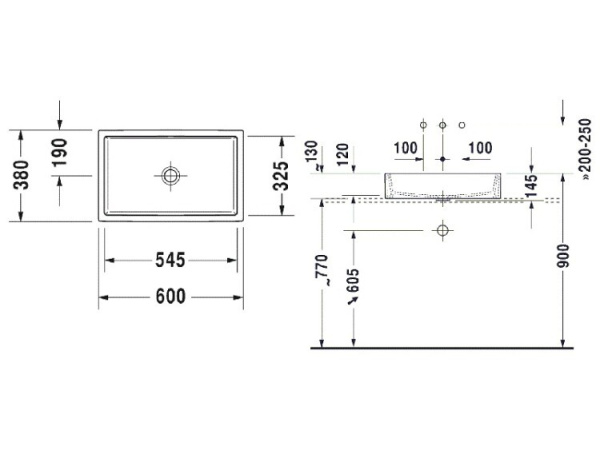 раковина накладная duravit vero air 60 см 2351600000