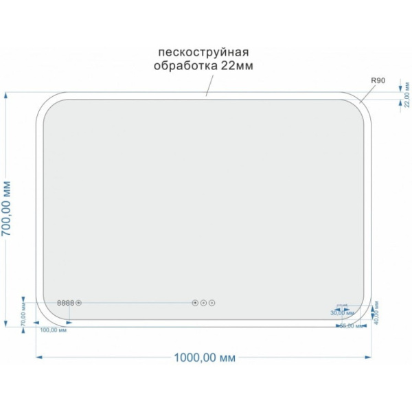 зеркало 100х70 см cersanit design pro lu-led070*100-p-os