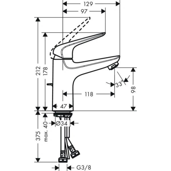 смеситель для раковины с донным клапаном hansgrohe novus 71030000