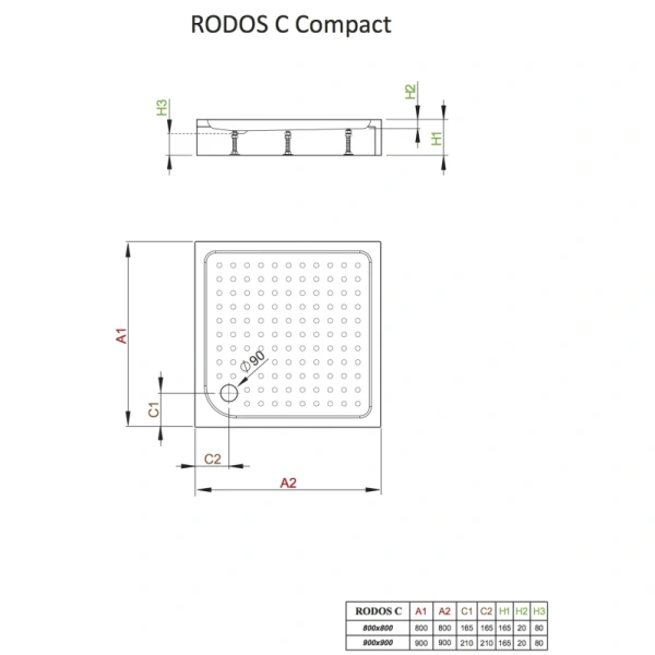 акриловый поддон 80x80 см radaway rodos c compact 4k88155-04