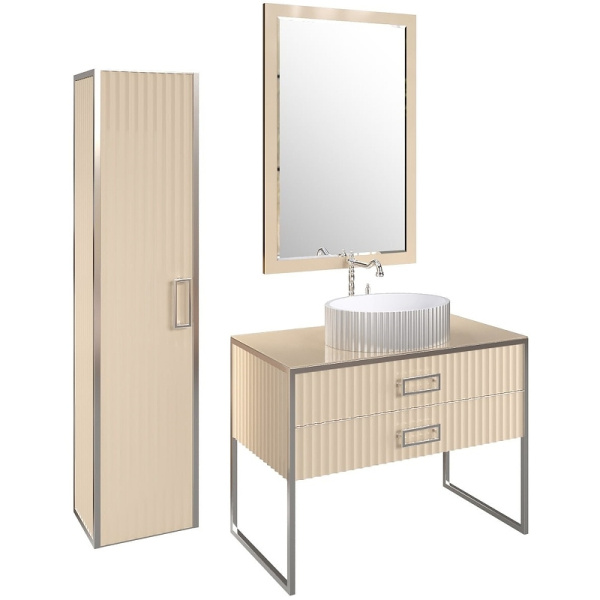 шкаф пенал boheme armadi art monaco 35 868-ccr подвесной капучино глянец хром