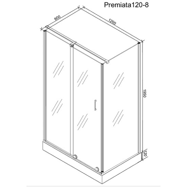 душевой уголок ceruttispa 120x90 premiata в120-8 профиль черный матовый стекло прозрачное