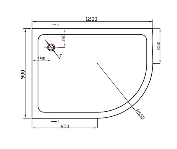 душевой поддон vincea vst-2aj-1290 l/r, 120 x 90 x 13.5 см, сифон с гидрозатвором, асимметричный, белый