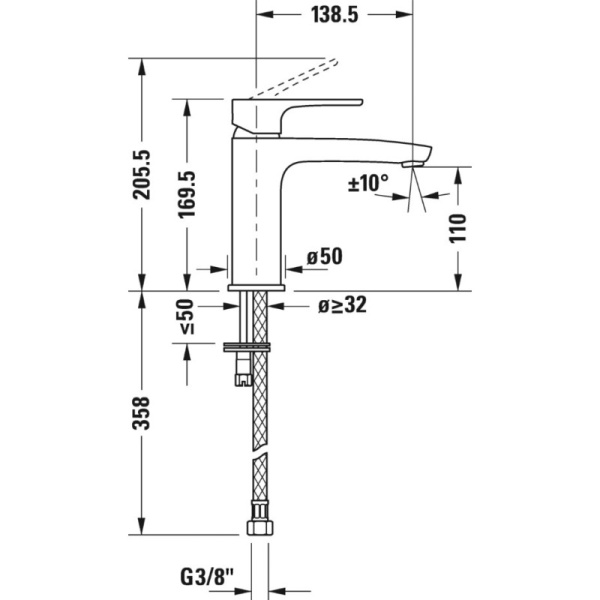 смеситель для раковины duravit b.1 b11020002010