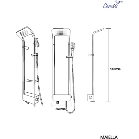 душевая панель cerutti spa maiella b ct8985 черная глянцевая