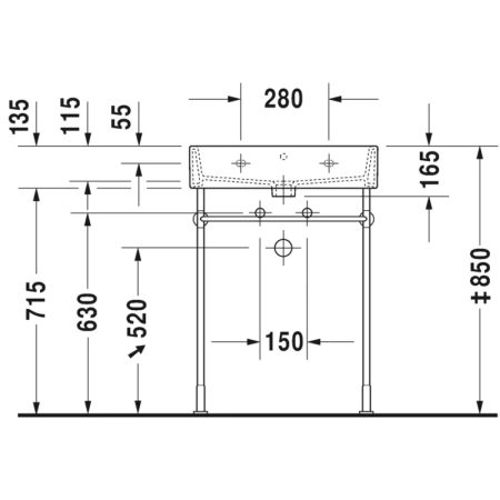 раковина подвесная duravit vero air 60 см 2350600000