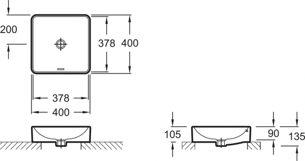 раковина jacob delafon vox evg102-pt6 накладная, логотип 1930, 40x40 см, цвет белый