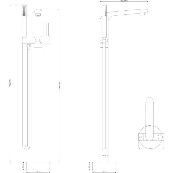 смеситель напольный для ванны nt bagno longi nt48031