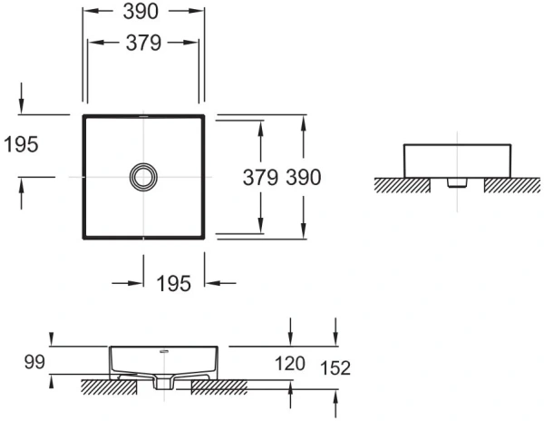 раковина jacob delafon delta e90011-0 накладная 39x39 см, цвет белый