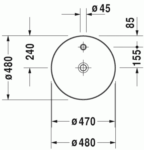 раковина в ванную накладная duravit cape cod 48 см, 222328482600