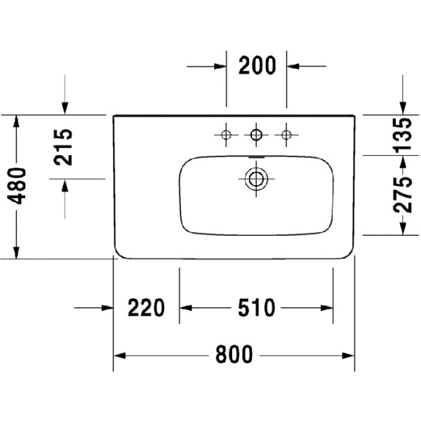 раковина полувстраиваемая duravit durastyle 2326800041