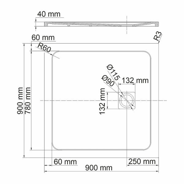 душевой поддон из искусственного камня wasserkraft rhin 90x90 44t03 цвет белый матовый