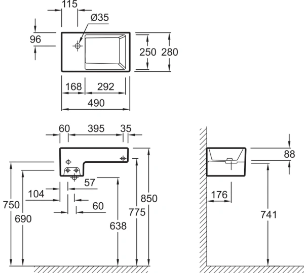 раковина накладная jacob delafon terrace ega012-00, 49х28 см