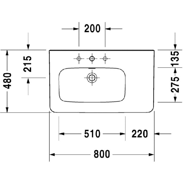 раковина полувстраиваемая duravit durastyle 2325800041