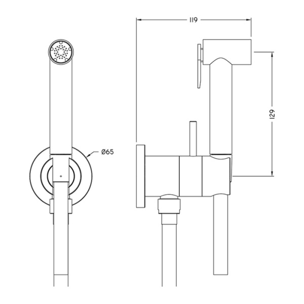 гигиенический душ со смесителем huber shower cv00797540 цвет черный матовый