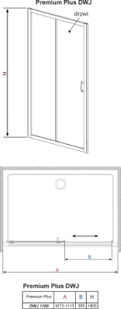 душевая дверь radaway premium plus dwj 110 прозрачное