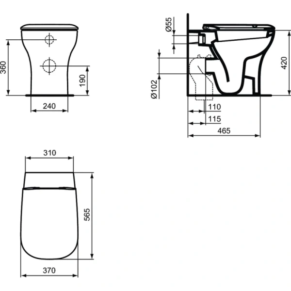 унитаз приставной ideal standard active t316701